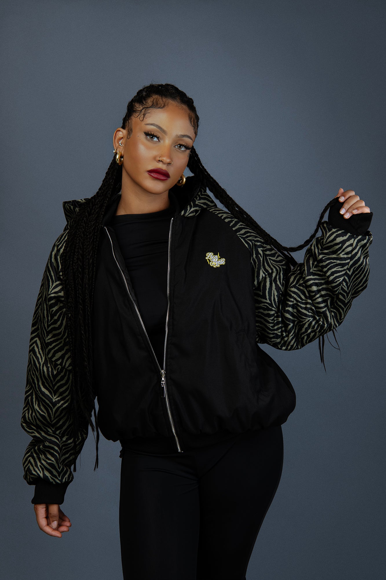 Lio Bomber Jacket Army Zebra