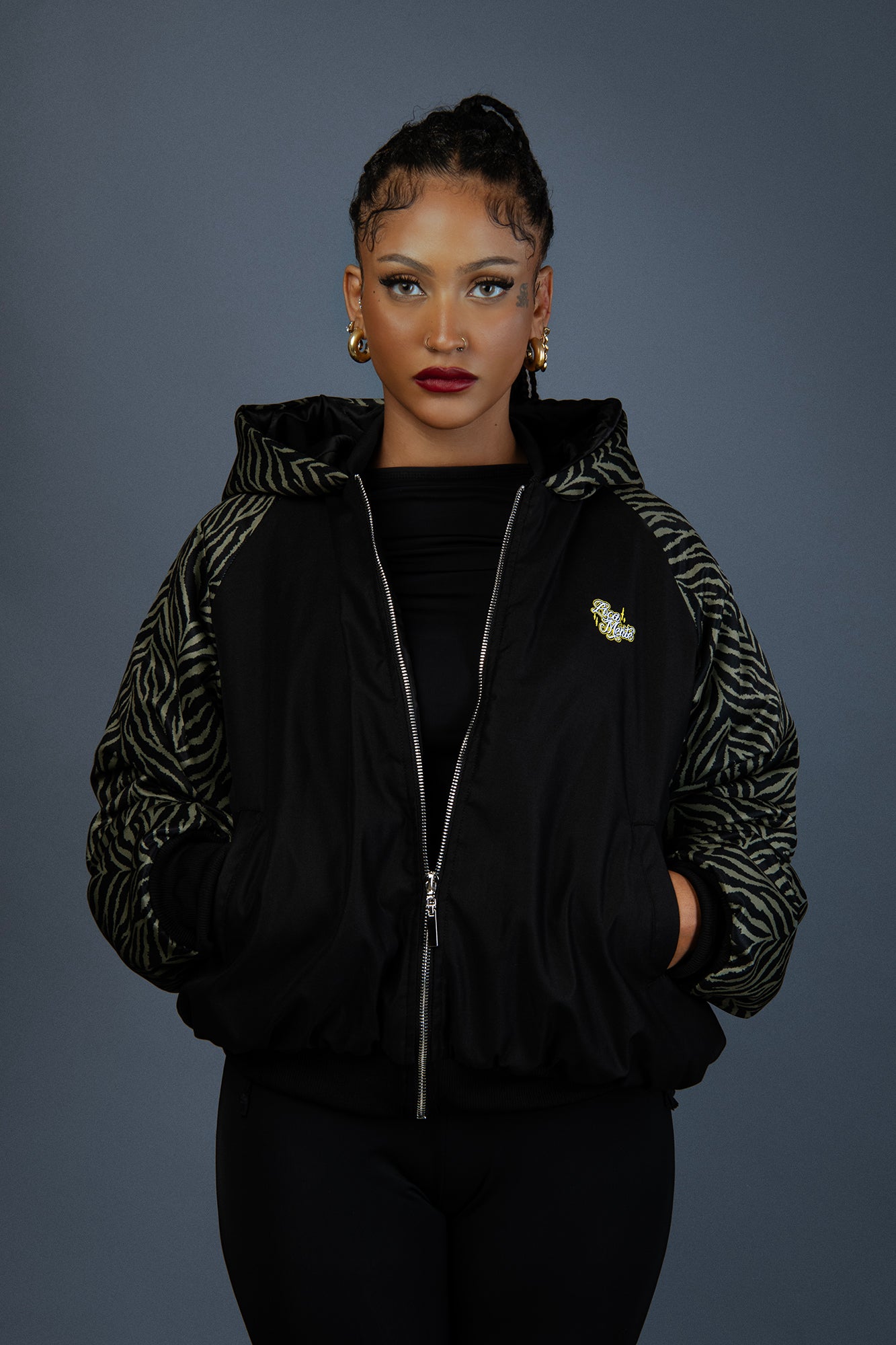 Lio Bomber Jacket Army Zebra