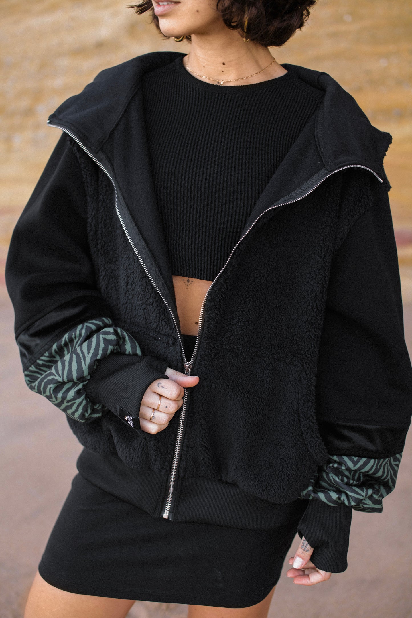 Kaya jacket faux fur army zebra made by order