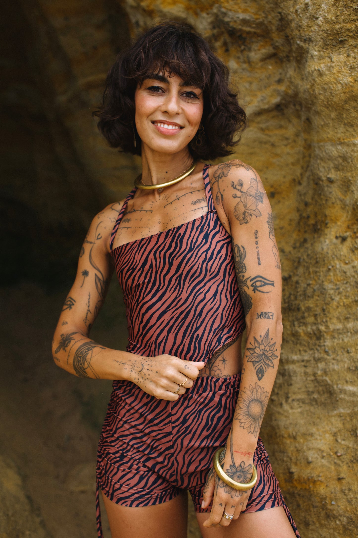 LEONI TOP ZEBRA BROWN