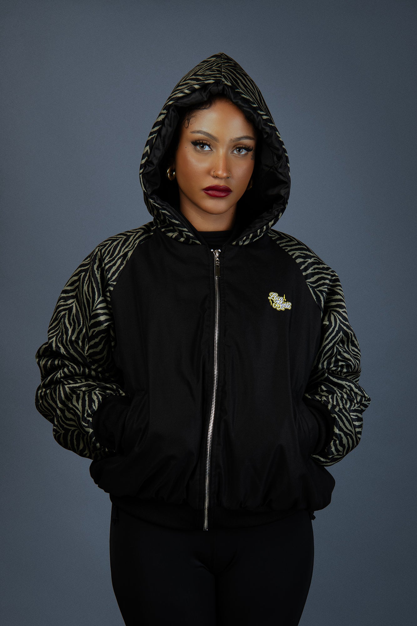 Lio Bomber Jacket Army Zebra