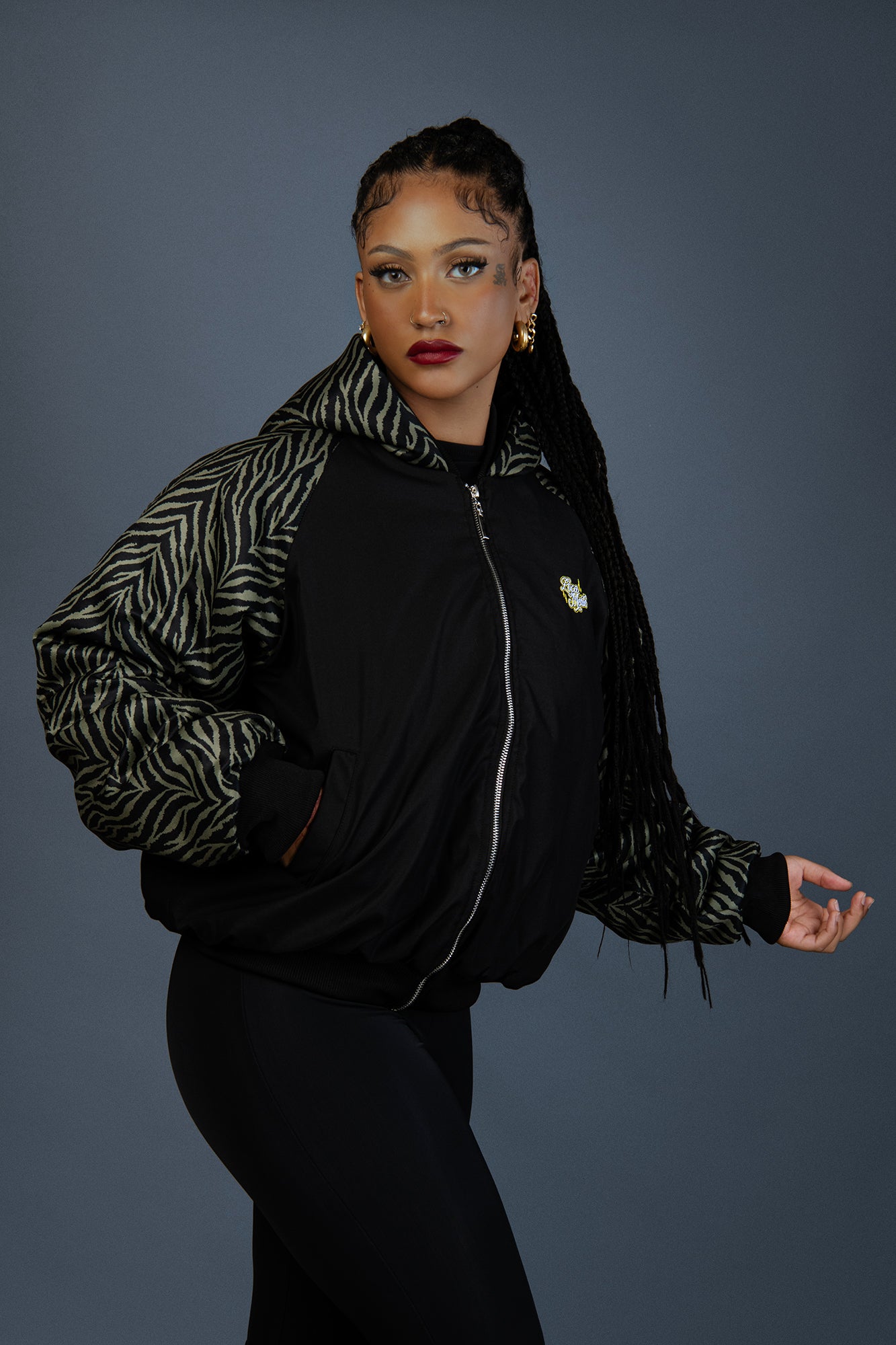 Lio Bomber Jacket Army Zebra