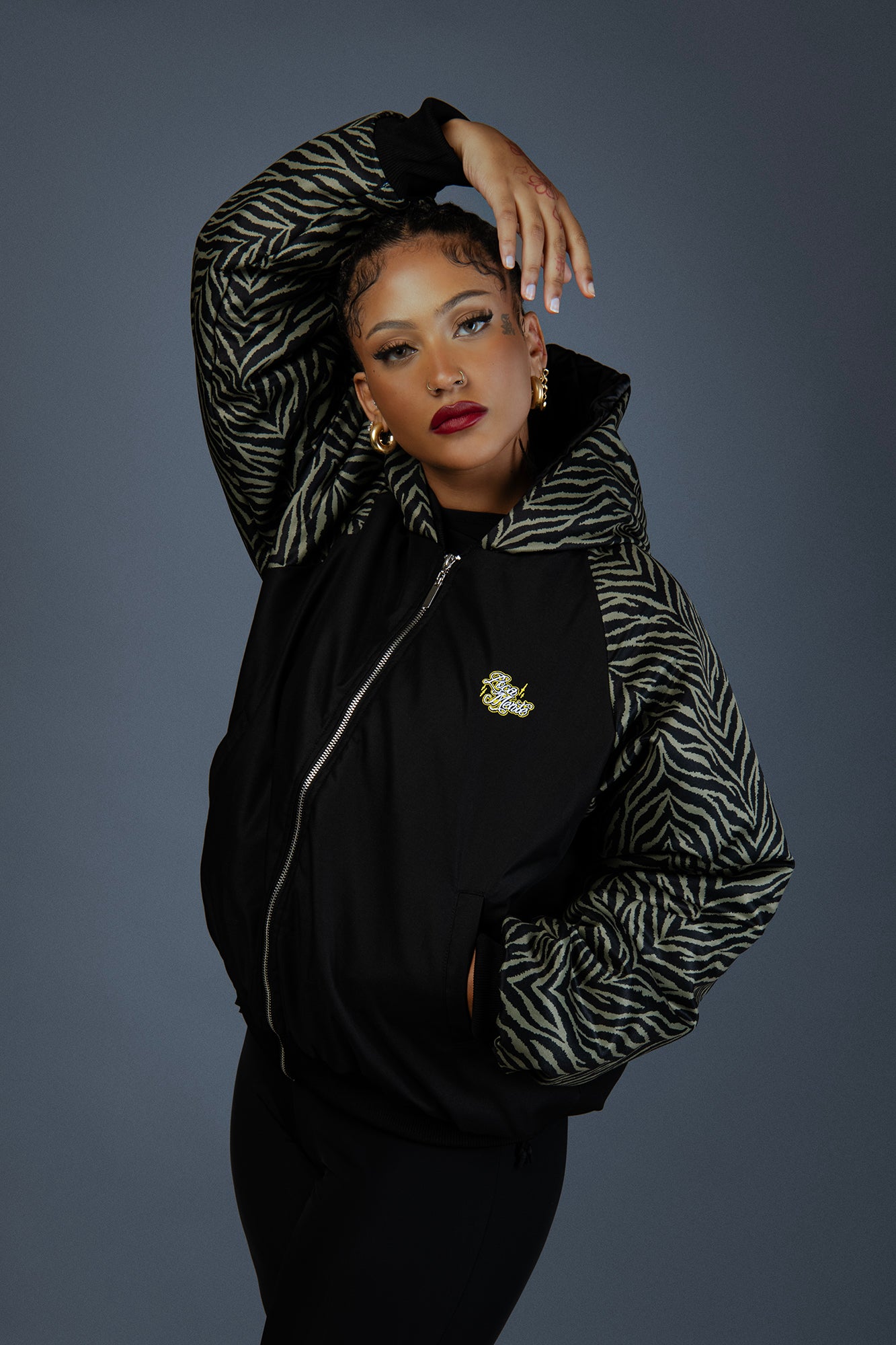 Lio Bomber Jacket Army Zebra