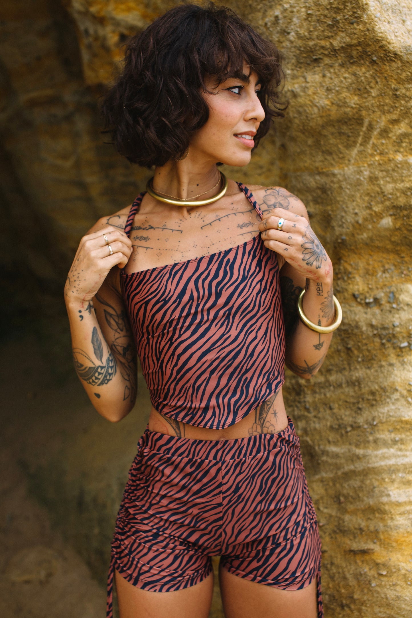 LEONI TOP ZEBRA BROWN