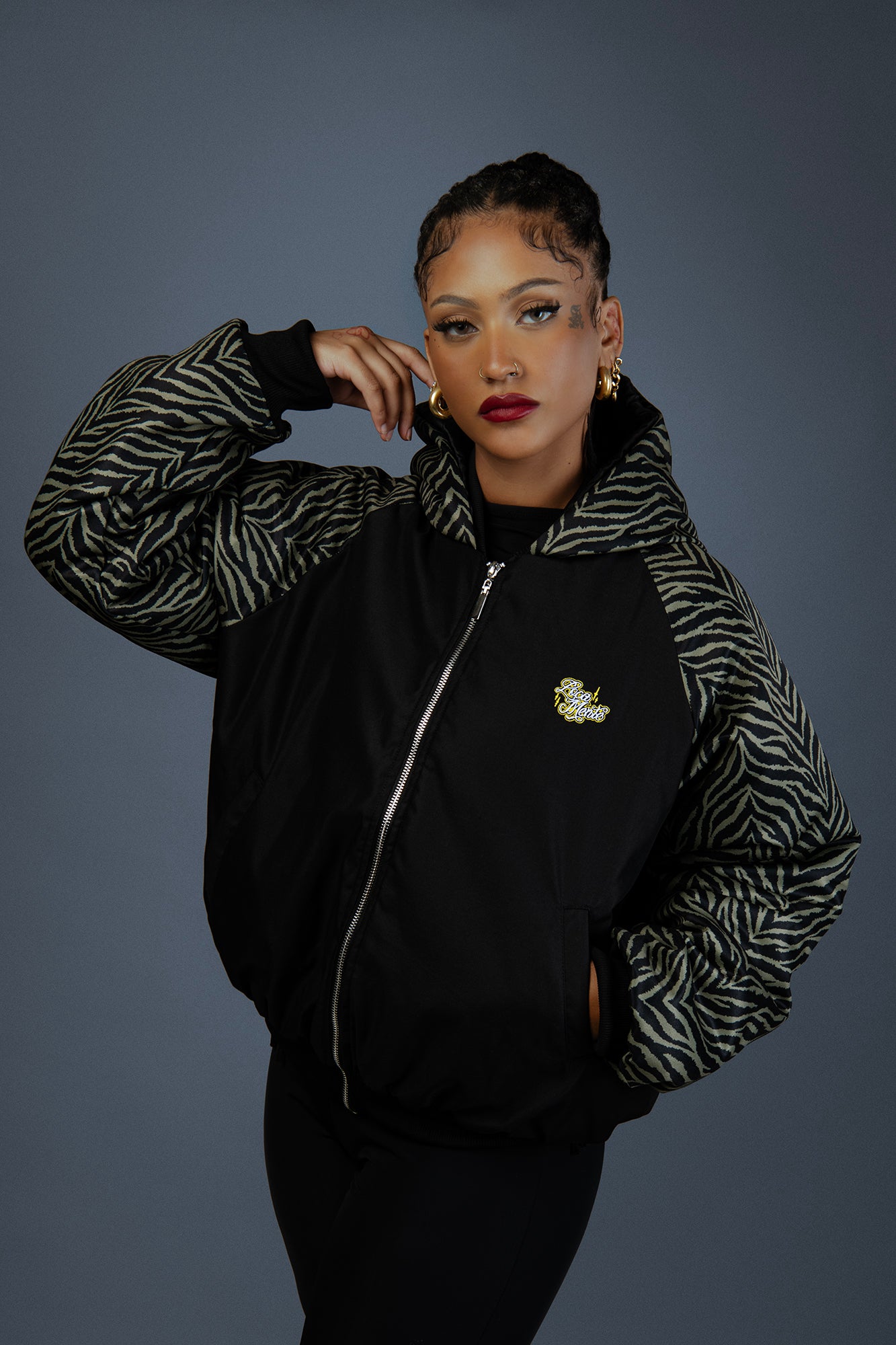 Lio Bomber Jacket Army Zebra