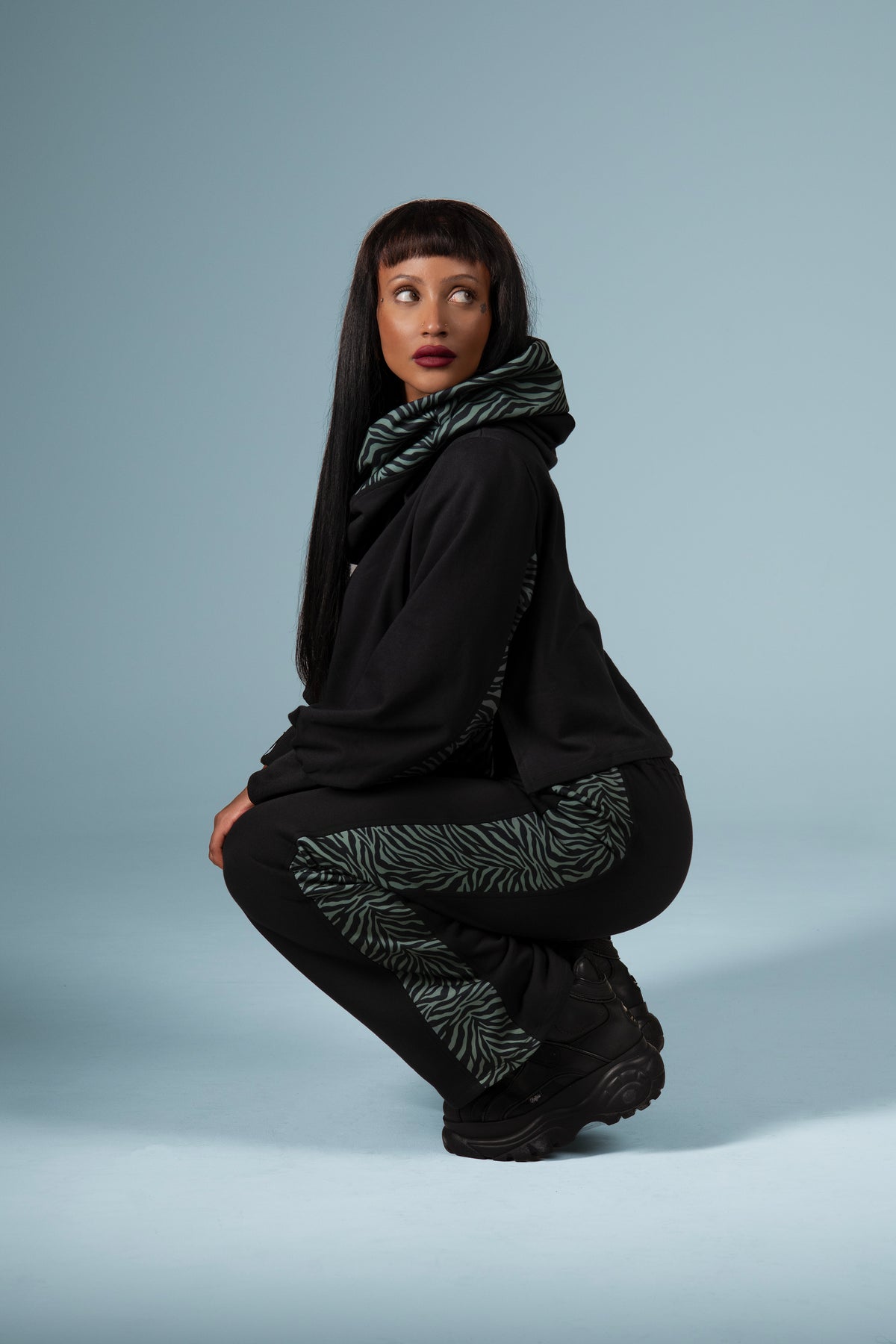 FREYA HOODIE ARMY DARK ZEBRA