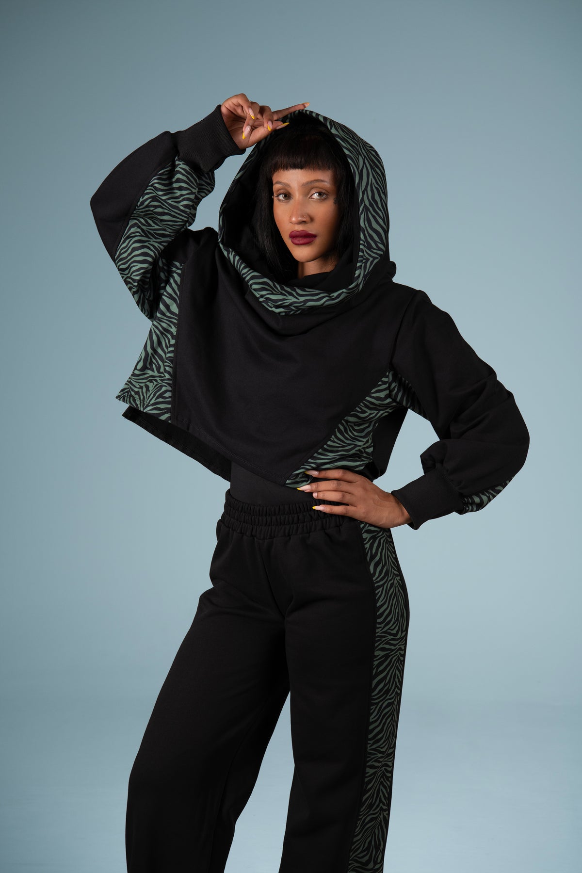 FREYA HOODIE ARMY DARK ZEBRA