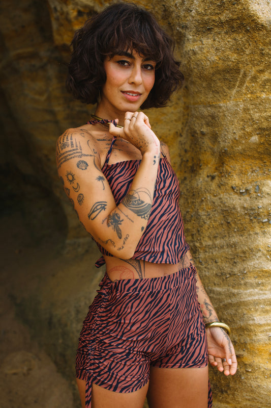 SUN SHORTS ZEBRA BROWN