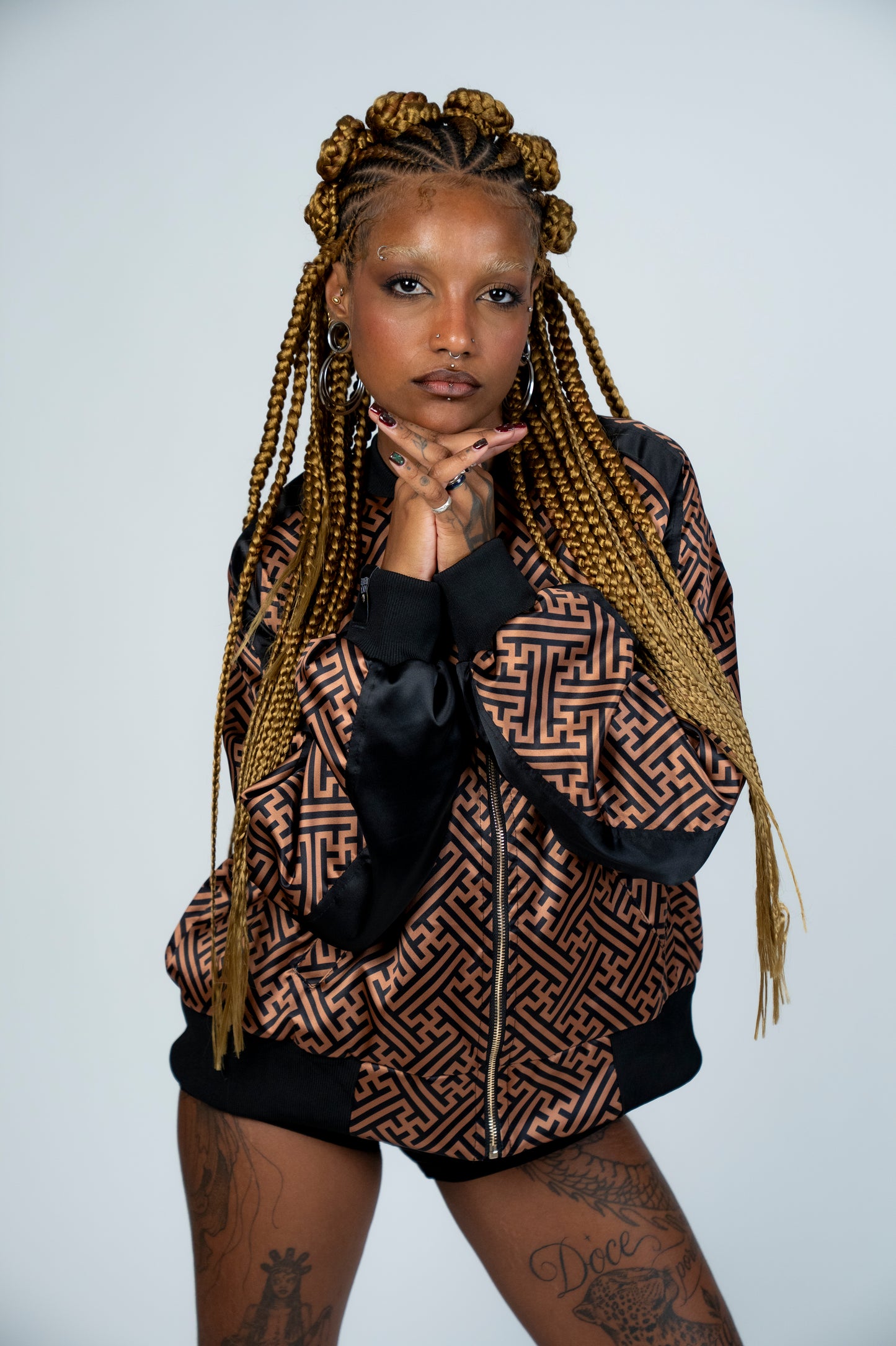 TSUKI SATIN JACKET BROWN SAYAGATA