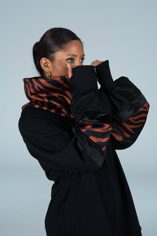 SHIRA DRESS BROWN ZEBRA