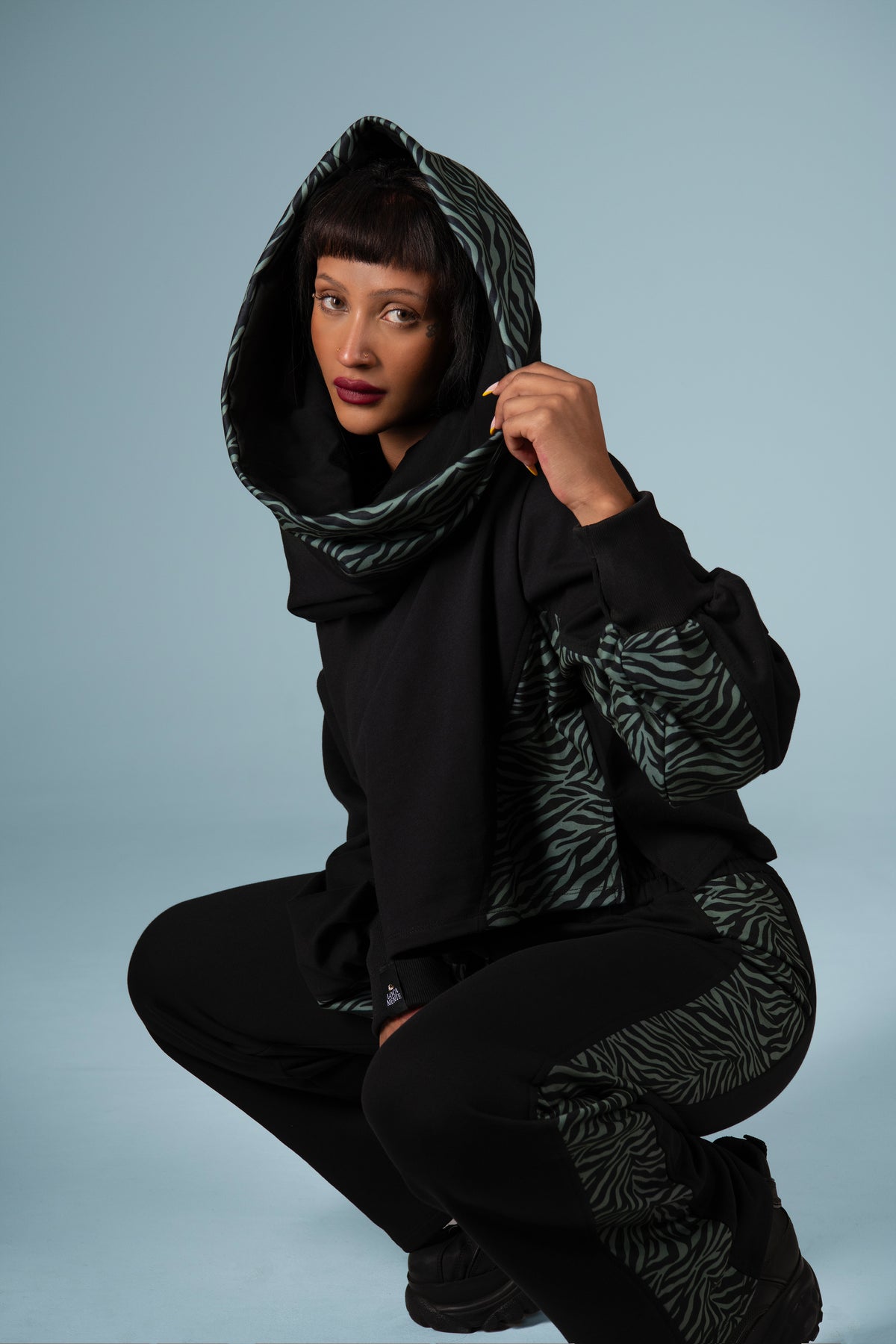 FREYA HOODIE ARMY DARK ZEBRA