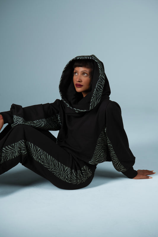 FREYA HOODIE ARMY DARK ZEBRA
