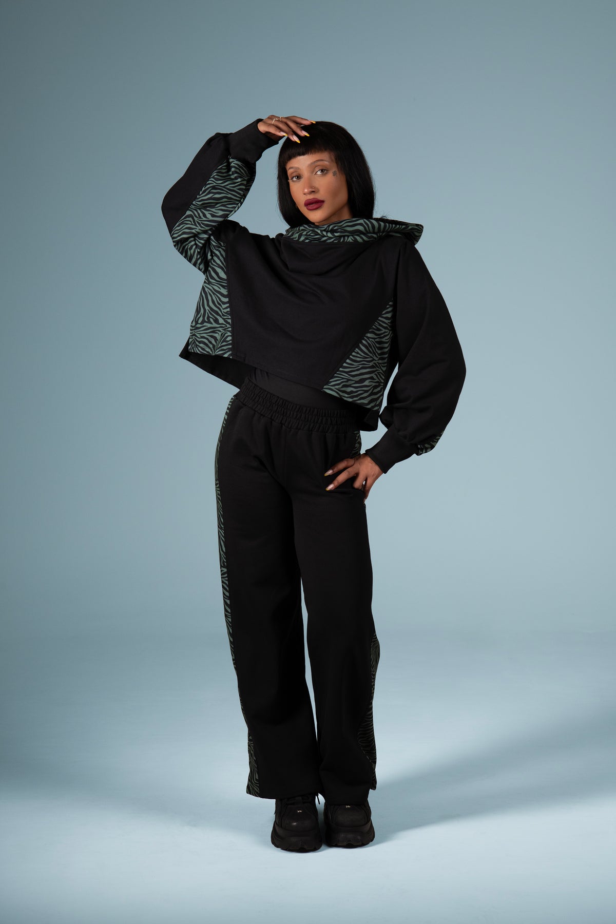 FREYA HOODIE ARMY DARK ZEBRA